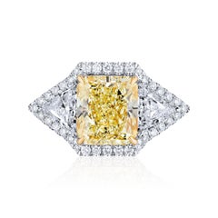 GIA Certified 5.02 Carat Radiant Yellow Diamond Ring