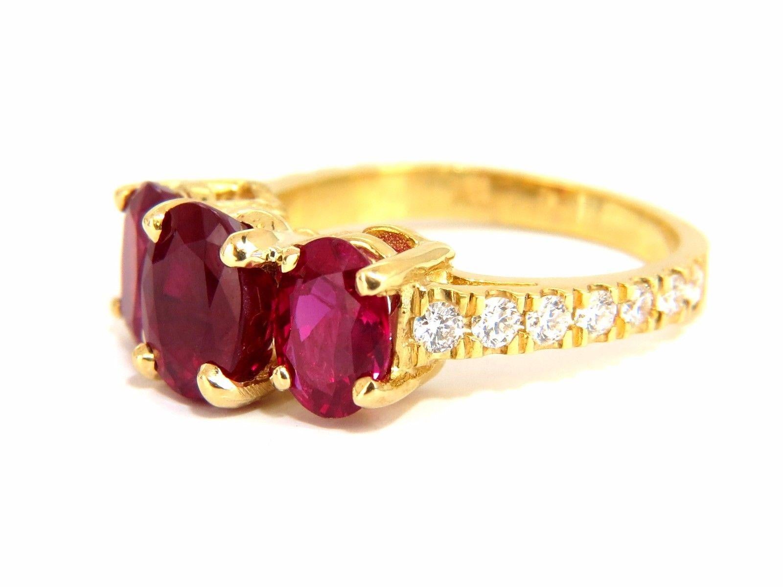 Oval Cut GIA Certified 4.94 Carat Natural Vivid Red Ruby Diamonds Ring 18 Karat Origin For Sale