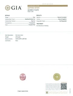 Gemma di zaffiro rosa naturale non riscaldata di 4.94 carati con rapporto GIA