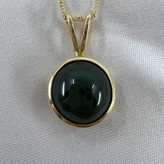 GIA Certified 4.94ct Untreated Jadeite A Grade 18k Yellow Gold Round Pendant