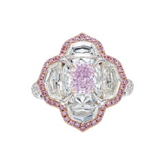 GIA Certified 4.97 Carat Fancy Pink Purple Clover Diamond Ring in 18K Gold