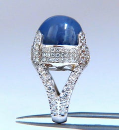 GIA Certified 49.73 Carat No Heat Color Change Star Sapphire Diamonds Ring 18kt