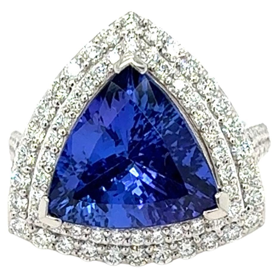 GIA zertifiziert 4,99 Karat Trillion Cut Tanzanite Diamant Cocktail Ring