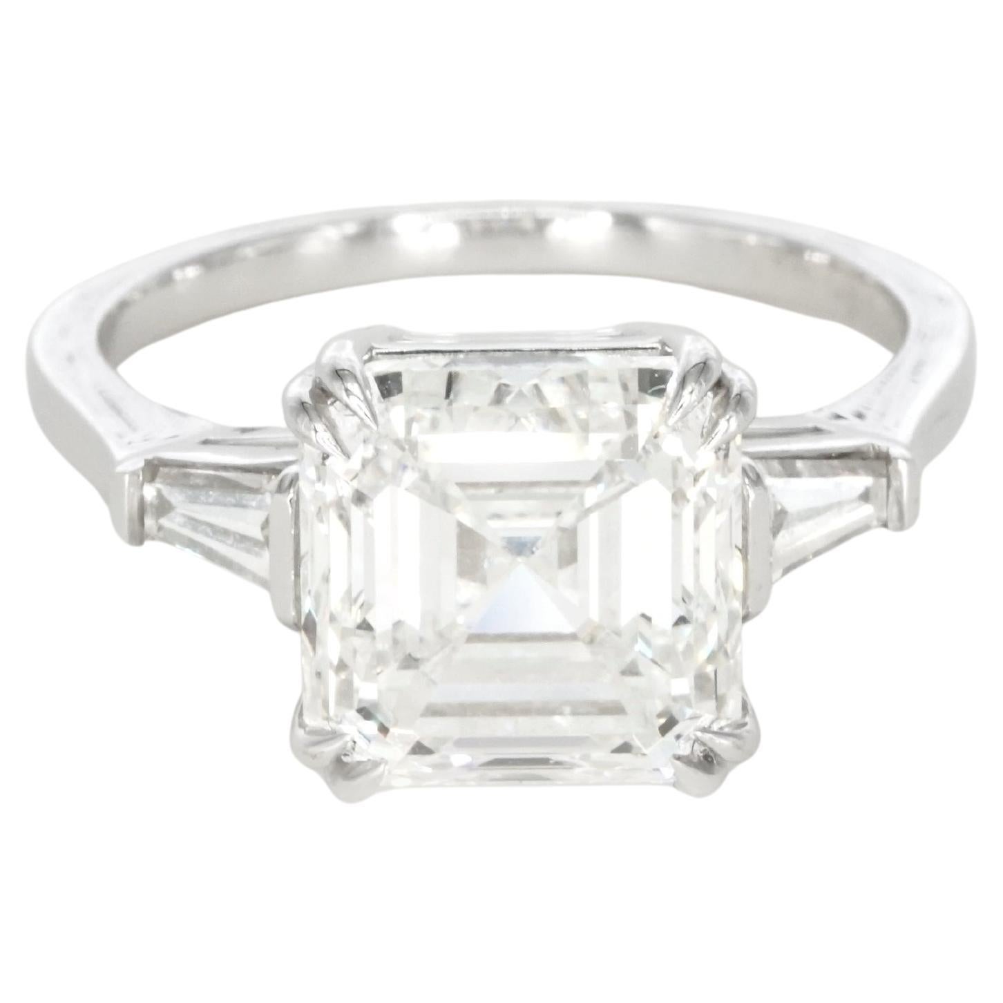 GIA Certified 5 Carat Asscher Cut Diamond Platinum Ring