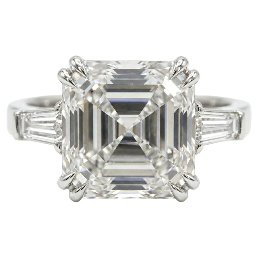 Anello di diamanti con taglio Asscher e purezza VVS2 certificato GIA da 5 carati in platino