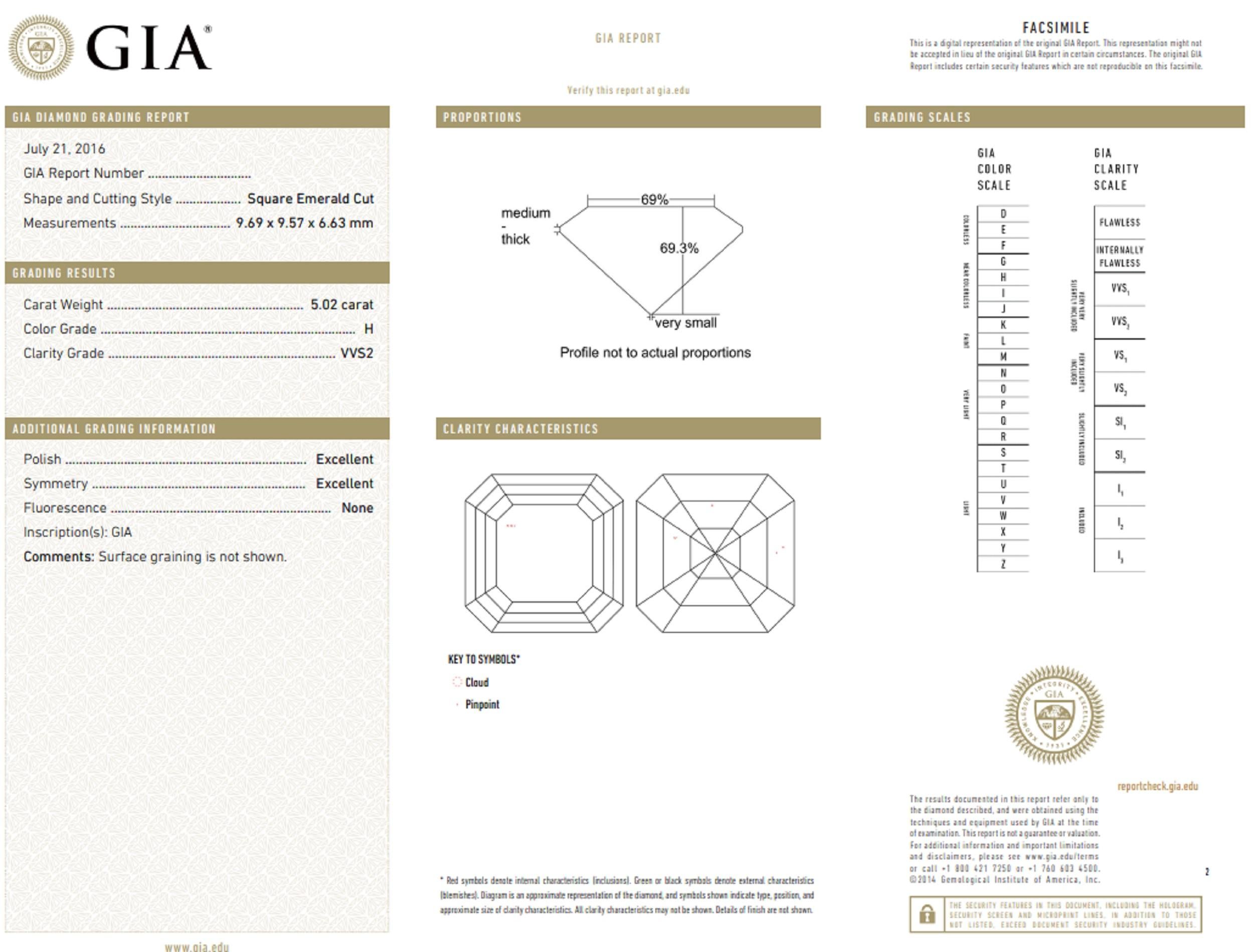 GIA-zertifizierter 5 Karat Asscher Quadratischer Diamantring mit Smaragdschliff Trillion (Alteuropäischer Schliff) im Angebot