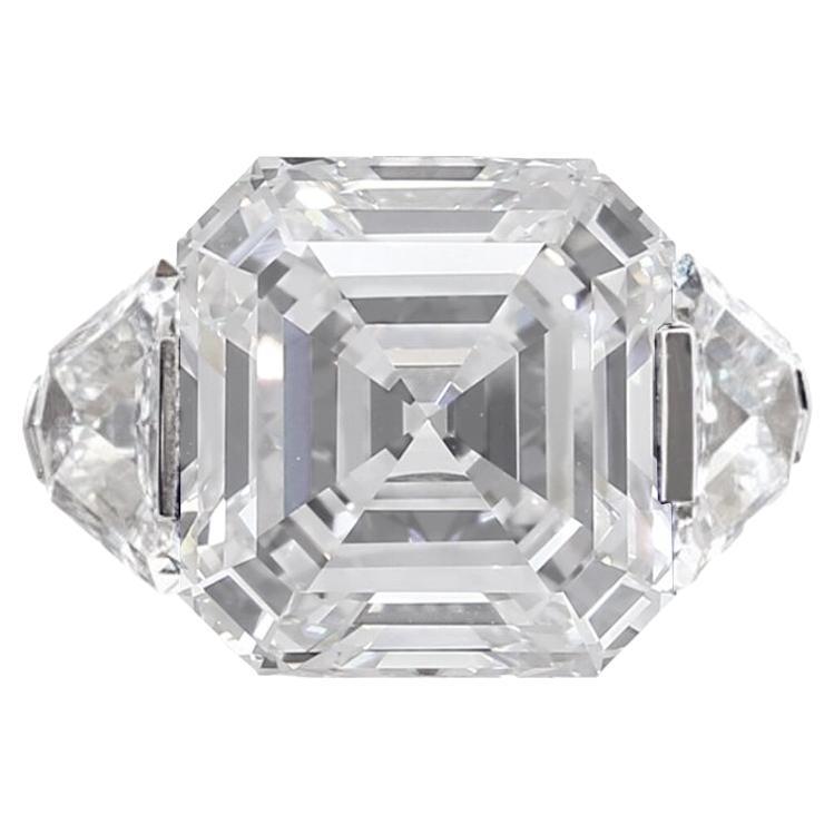 GIA-zertifizierter 5 Karat Asscher Quadratischer Diamantring mit Trillionen im Smaragdschliff