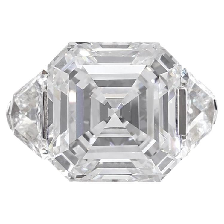 GIA Certified 5 Carat Asscher Square Emerald Cut Trillion Diamond Ring For Sale