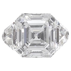 GIA-zertifizierter 5 Karat Asscher Quadratischer Diamantring mit Trillionen im Smaragdschliff