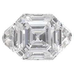 Asscher, bague à trillion de diamants taille émeraude carrée de 5 carats certifiée GIA