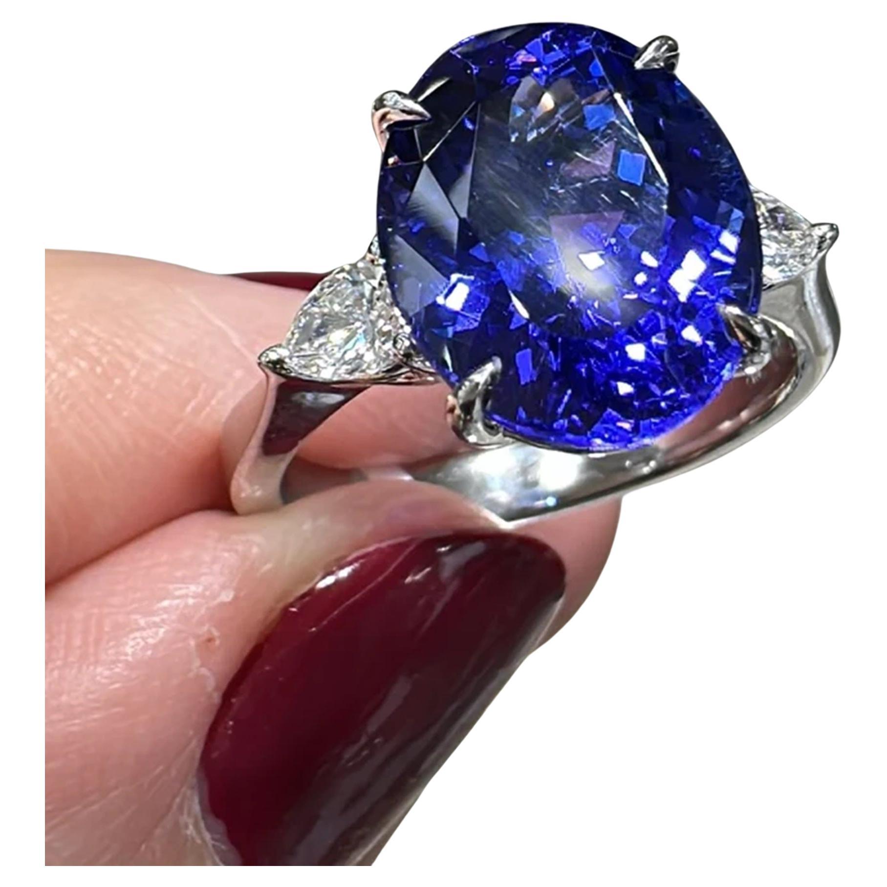 Bague en diamants et saphir bleu royal ovale de 5 carats certifié GIA « BURMA NO HEAT »