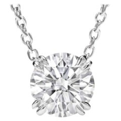 Investment Grade Flawless Round Brilliant Cut Pendant Necklace