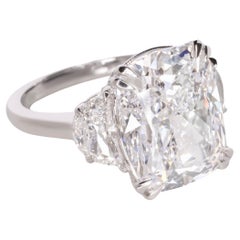 GIA Certified 5 Carat Cushion Cut Diamond Ring with Half Moon Diamond