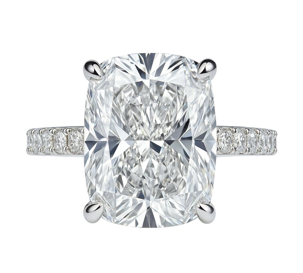 GIA Certified 5 Carat Cushion D VS2 Diamond Engagement Platinum Ring (bague de fiançailles en platine)