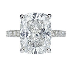 GIA Certified 5 Carat Cushion D VS2 Diamond Engagement Platinum Ring (bague de fiançailles en platine)