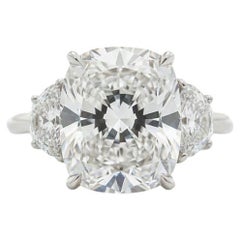 GIA Certified 5 Carat Cushion Diamond Platinum Engagement Ring