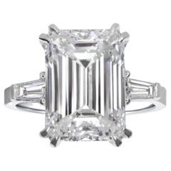 GIA Certified 5 Carat Emerald Cut Diamond 18K White Gold Ring