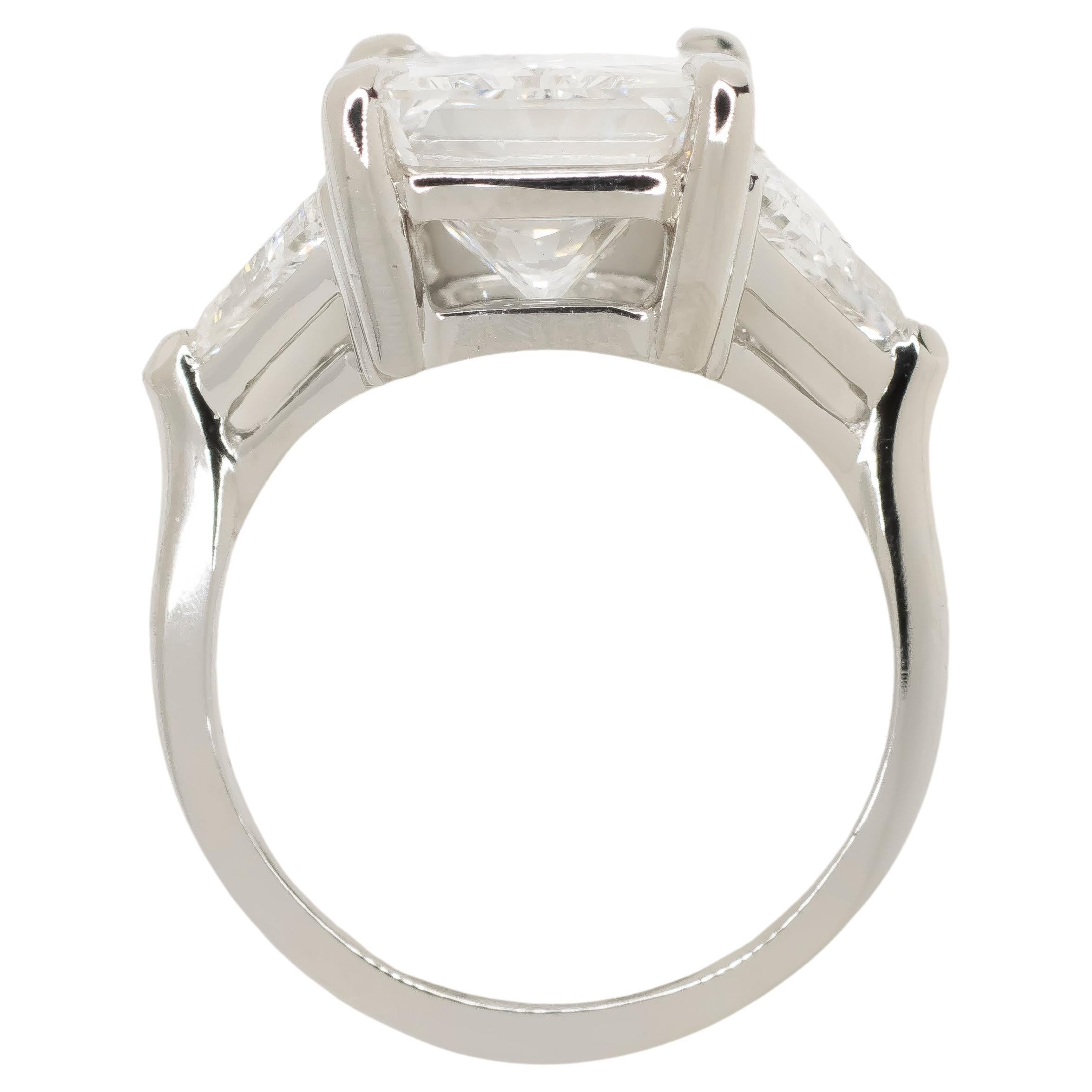 Exquisite in every detail, this captivating ring features a radiant-cut GIA-certified diamond at its center, weighing 5 carats. Graded as D color and Flawless clarity by GIA, this diamond is a stunning embodiment of brilliance and purity. The ring