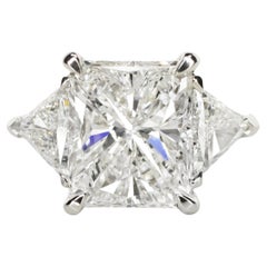 Bague sans défaut en diamant taille radiant de 5 carats de couleur D certifié GIA