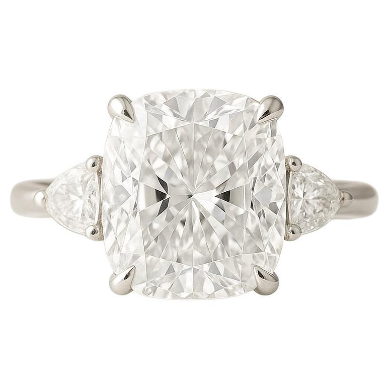 Platin-Verlobungsring mit GIA-zertifiziertem 5,01 Karat F Diamant im Kissenschliff im Kissenschliff