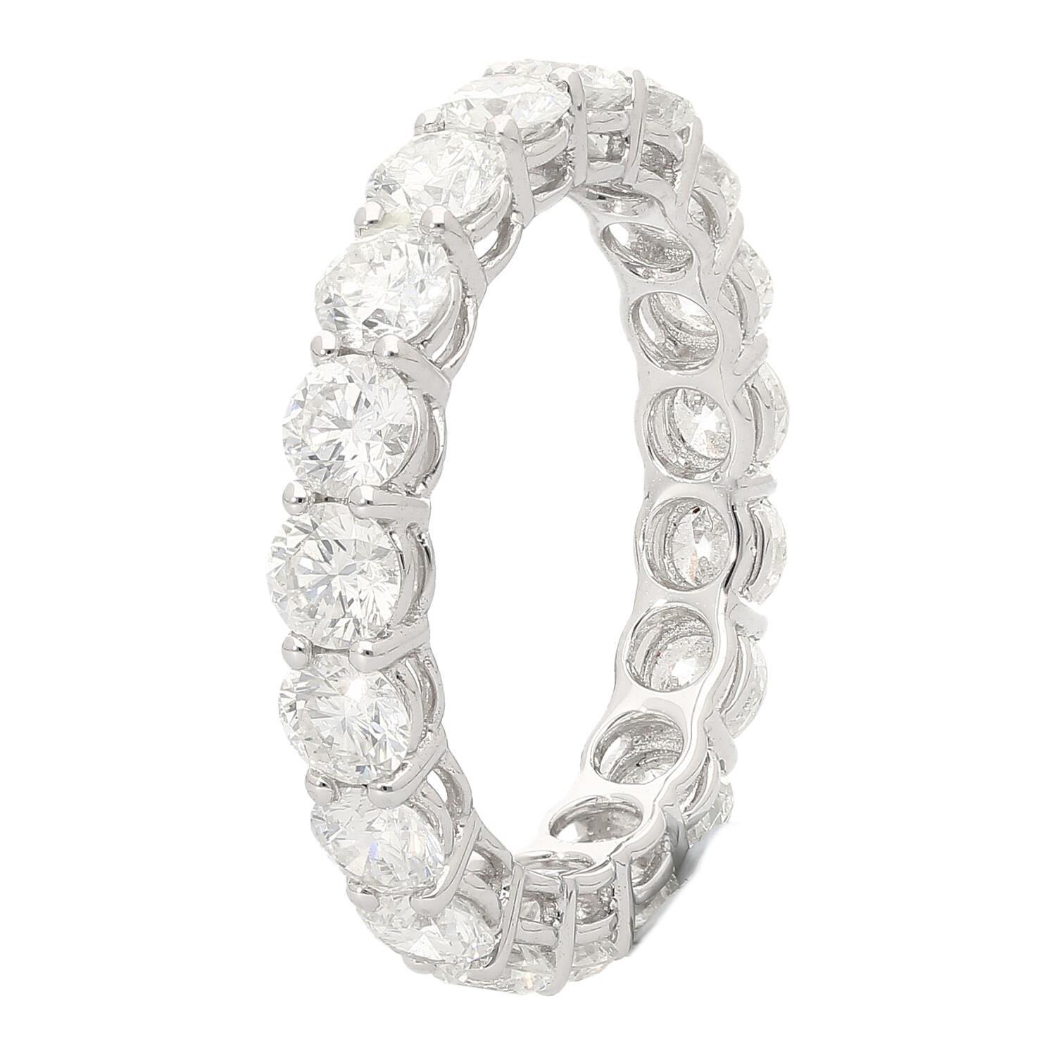 GIA Certified 5 Carat D/VS1 Diamond Wedding Eternity Band Ring in 18K White Gold For Sale 3