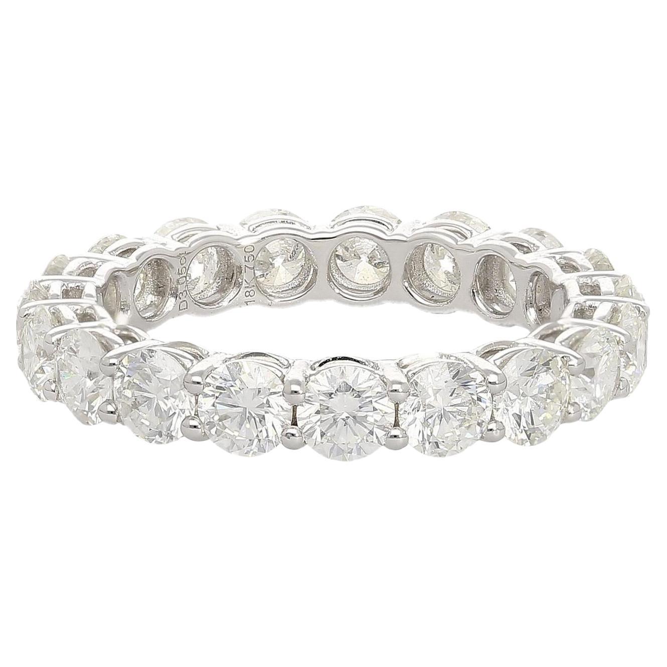 GIA Certified 5 Carat D/VS1 Diamond Wedding Eternity Band Ring in 18K White Gold