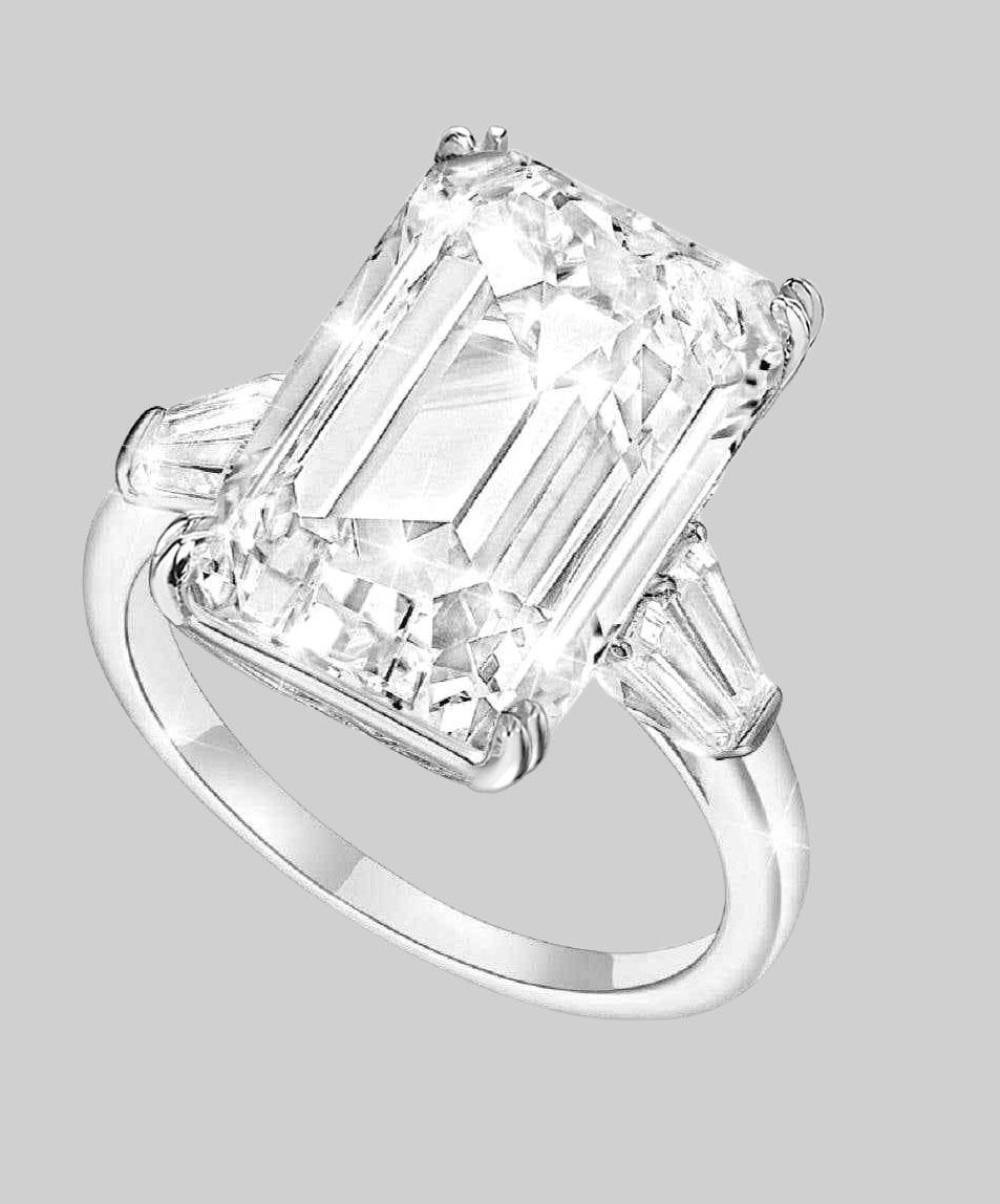 GIA Certified 5 Carat F Color Emerald Cut Diamond Solitaire Ring