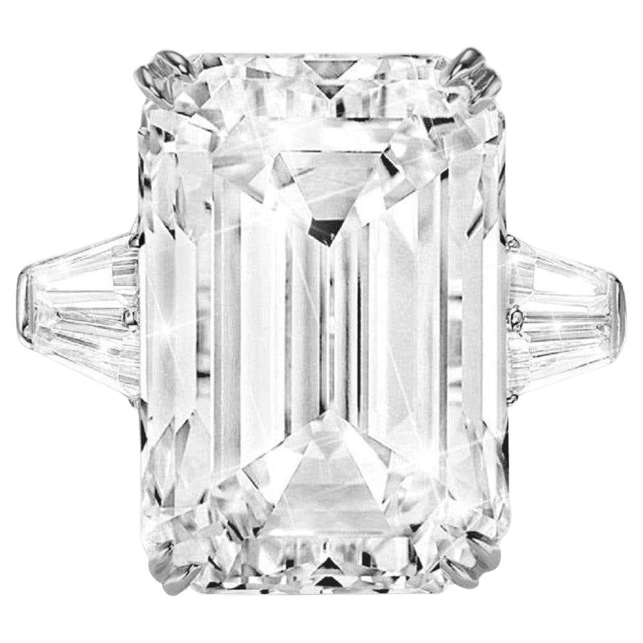 MADE IN ITALY GIA Certified 5 Carat Emerald Cut Diamond Solitaire Ring  For Sale