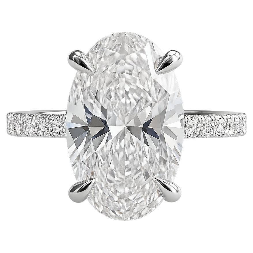 Bague de fiançailles GIA certifiée 5 carats E Color Oval Brilliant Cut Diamond