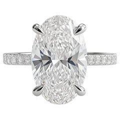 Bague de fiançailles GIA certifiée 5 carats E Color Oval Brilliant Cut Diamond