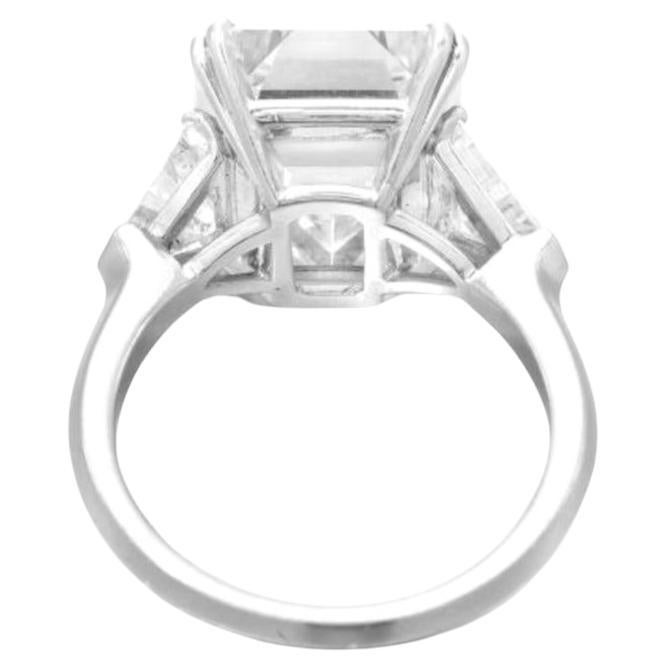 Contemporary GIA Certified 5 Carat Emerald  Cut Diamond Engagement Platinum Ring For Sale