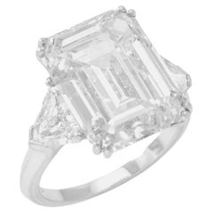 GIA Certified 5 Carat Emerald  Cut Diamond Engagement Platinum Ring