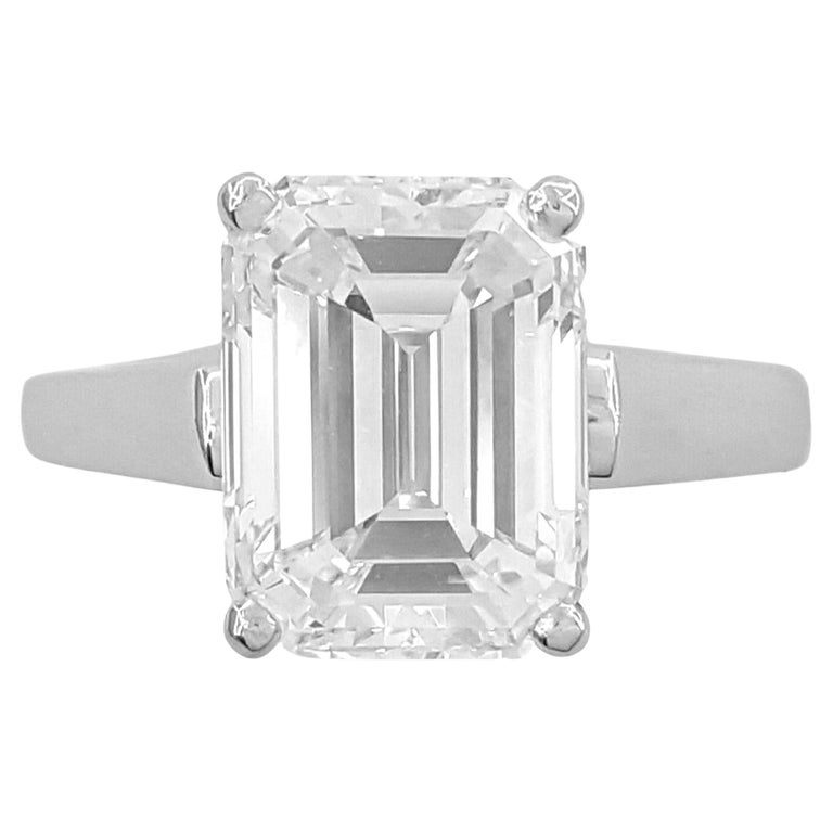 GIA Certified 5 Carat Emerald Cut Diamond Engagement Ring For Sale