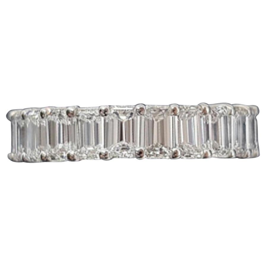 5.35 Carat Emerald Cut Diamond Eternity Band Ring Platinum