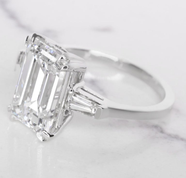 GIA Certified 5 Carat Emerald Cut Diamond Ideal Proportions For Sale at