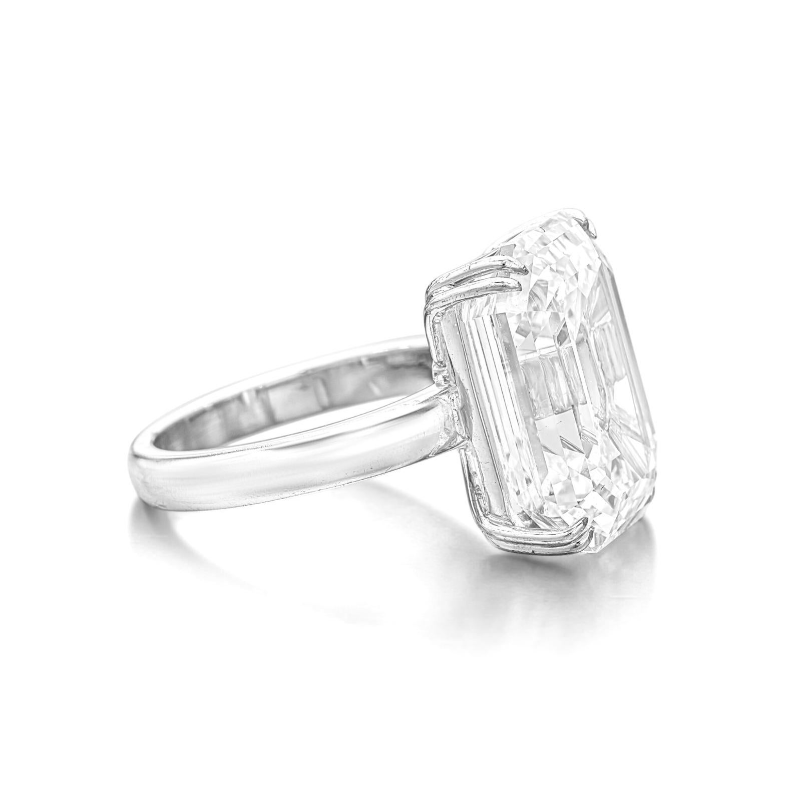 GIA Certified 5 Carat Emerald Cut Diamond Platinum Engagement Ring In New Condition For Sale In Chicago, IL