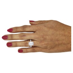 GIA Certified 5.02 Carat Emerald Cut Diamond Solitaire Platinum Ring with pavè