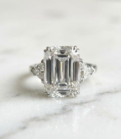 GIA Certified 5 Carat Emerald Cut Diamond Platinum Ring
