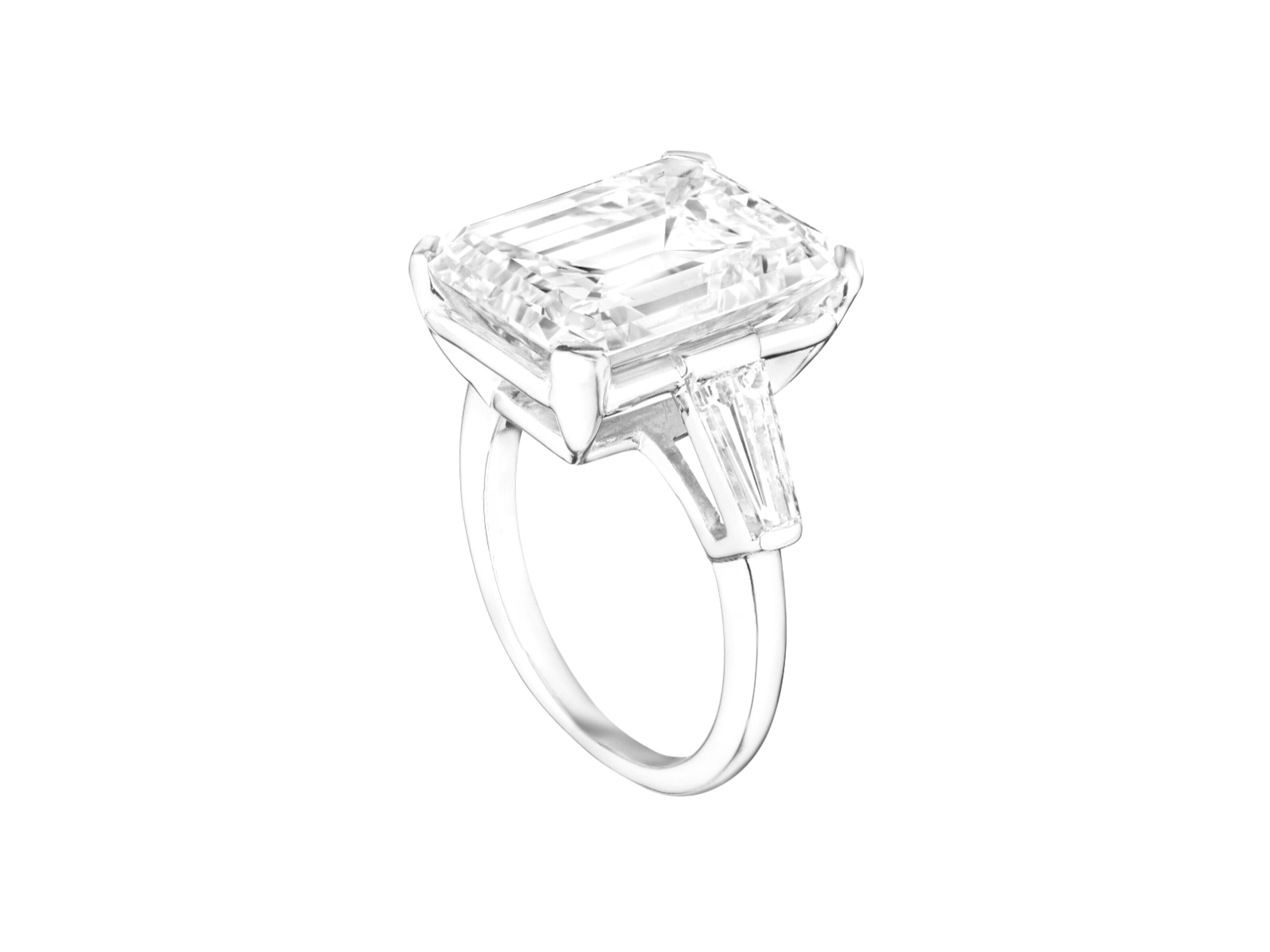 GIA Certified 5 Carat Emerald Cut Diamond Platinum Ring In New Condition For Sale In Chicago, IL