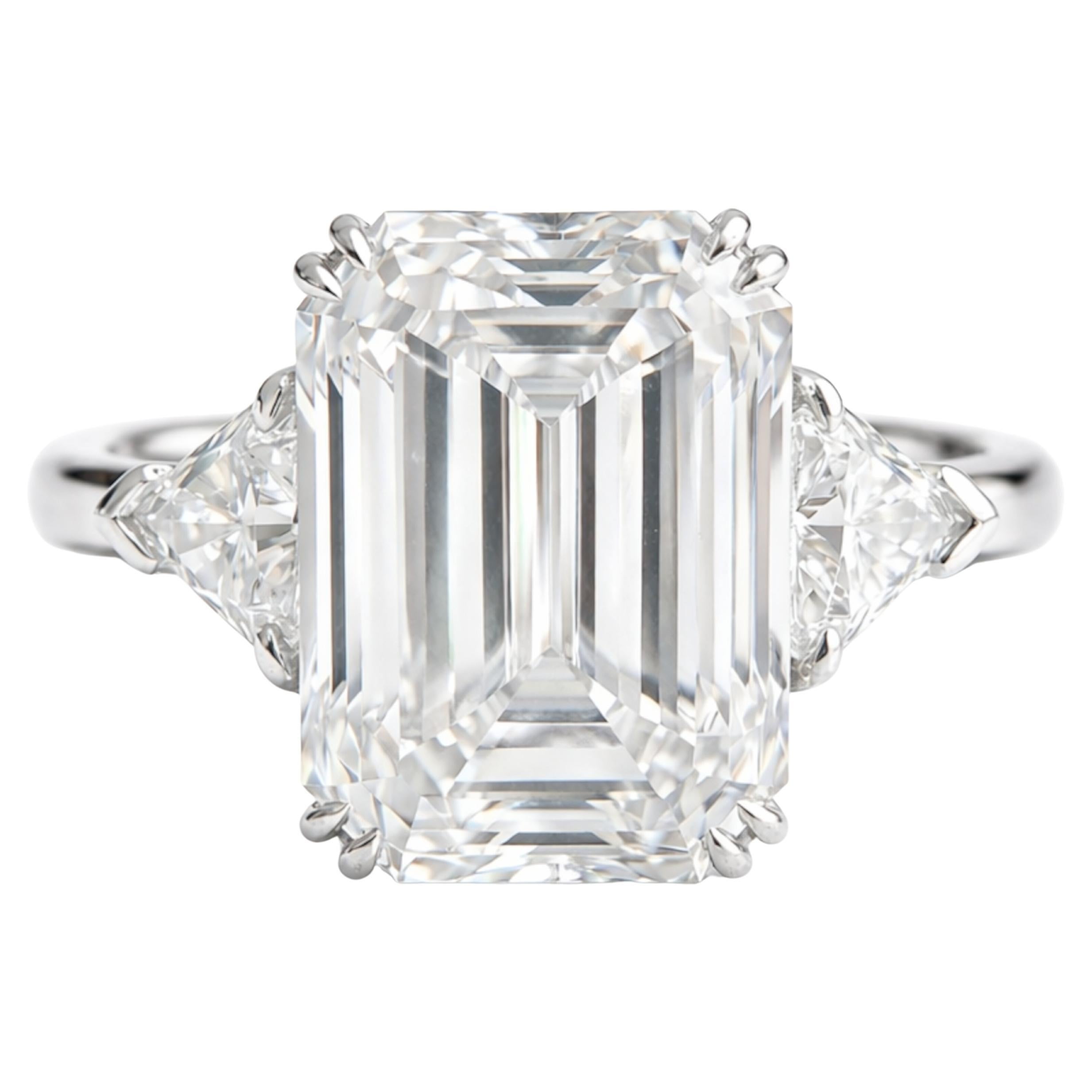 GIA Certified 5 Carat Emerald Cut Diamond Platinum Ring For Sale