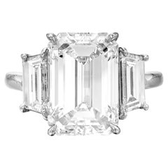 GIA Certified 5 Carat Emerald Cut DiamondD COLOR VVS2 Clarity Platinum Ring