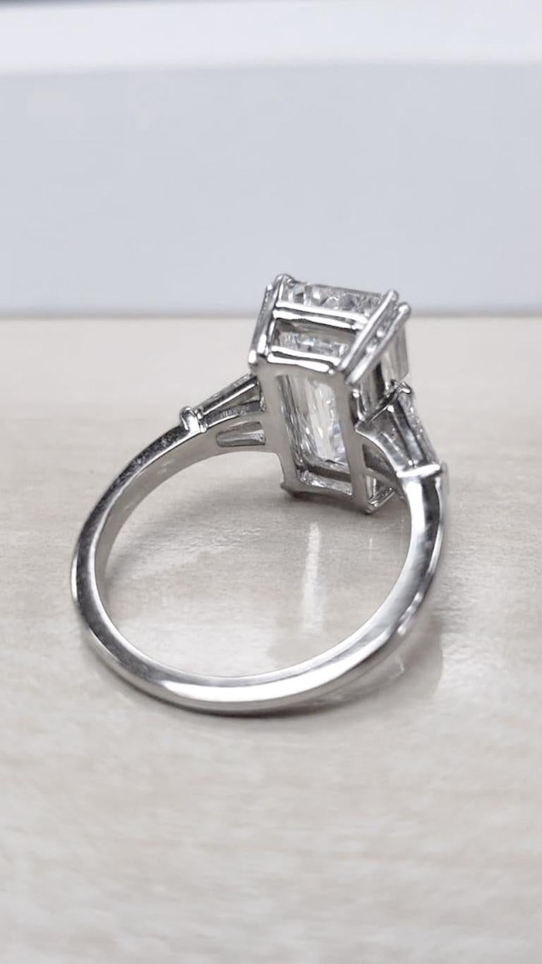 GIA Certified 5.11 Carat Emerald Cut Diamond Ring F Color VVS2 Clarity For Sale 1