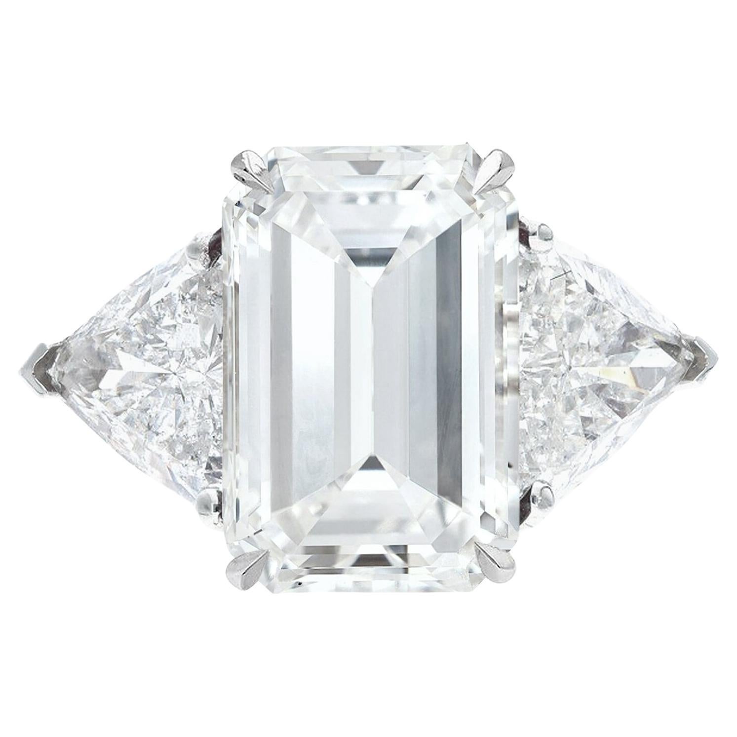 GIA Certified 5.52 Ct Emerald Cut Diamond E Color VVS2 Clarity Ring in Platinum