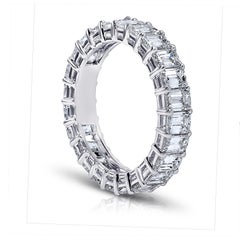 GIA Certified 5 Carat Emerald Cut Diamond Ring Platinum Eternity Band