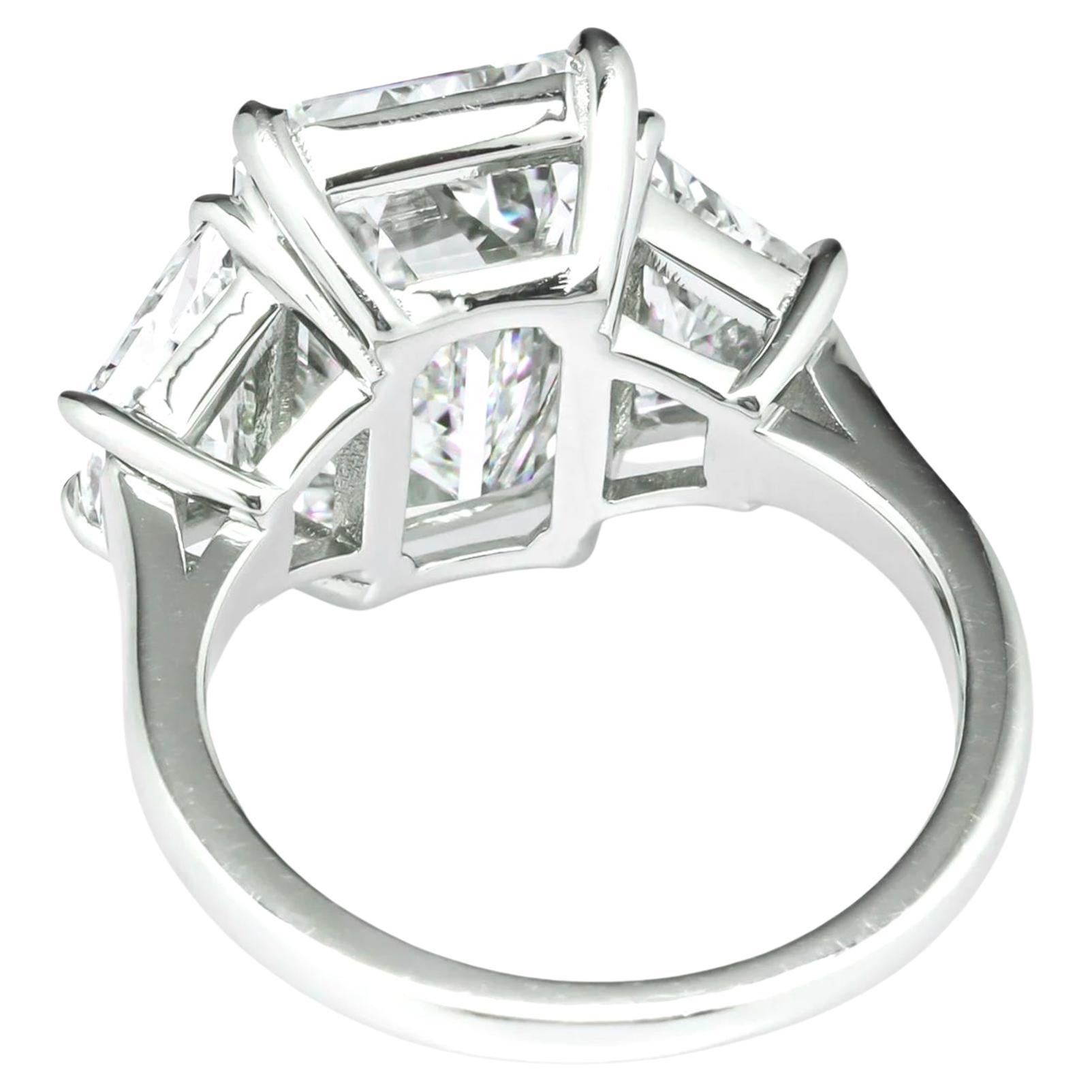 Contemporary GIA Certified 5.01 Carat Emerald Cut Diamond E Color VS1 Clarity in Platinum For Sale