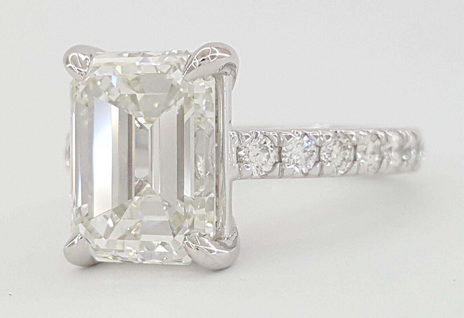 GIA Certified 5 Carat Emerald Cut Diamond Solitaire Ring For Sale at 1stDibs 5 carat emerald