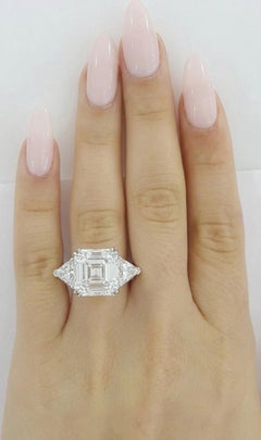 GIA Certified 5 Carat Emerald Cut Diamond Trillion Side Ring