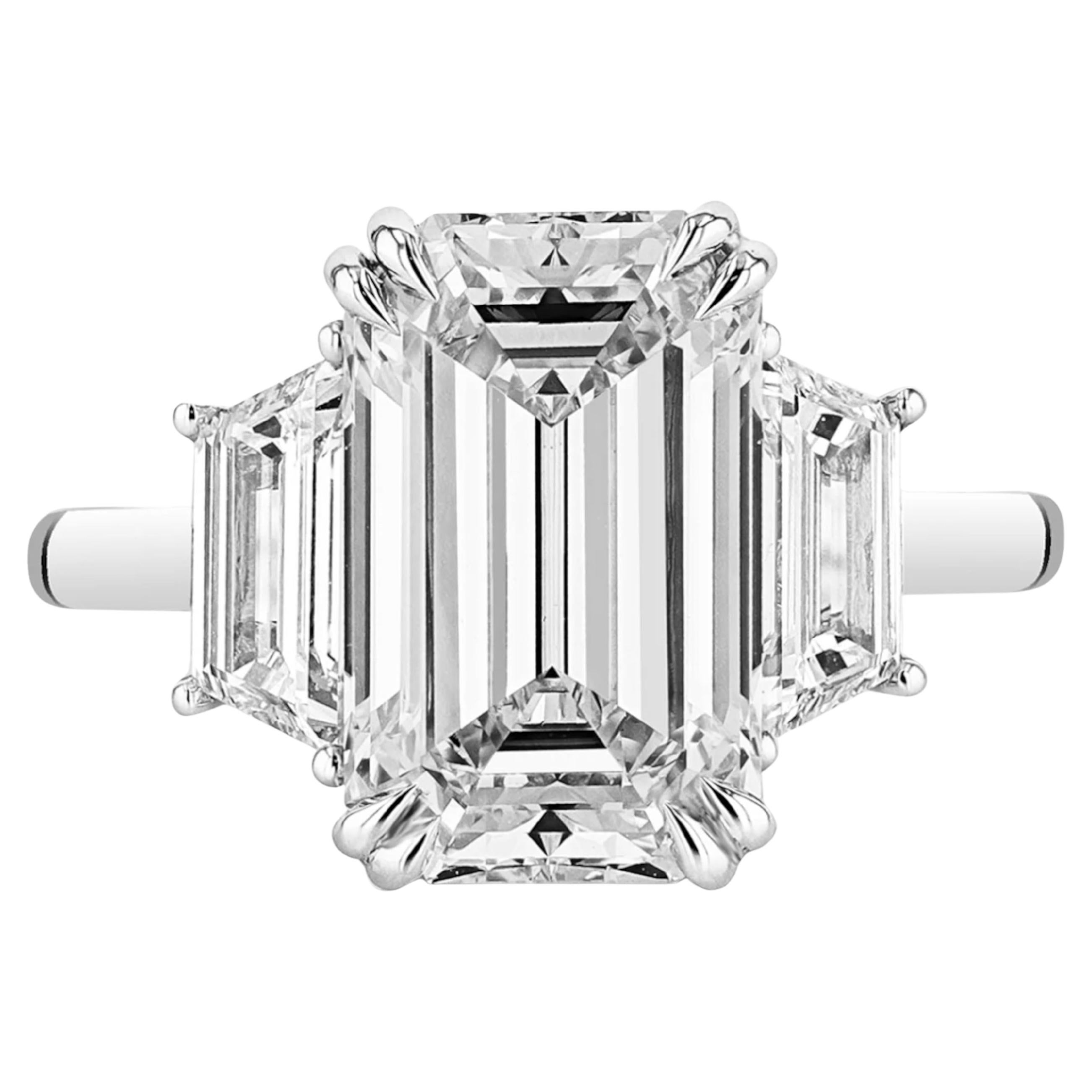 GIA Certified 5.03 Carat Emerald Cut Diamond IF Clarity with Trapezoid Diamond