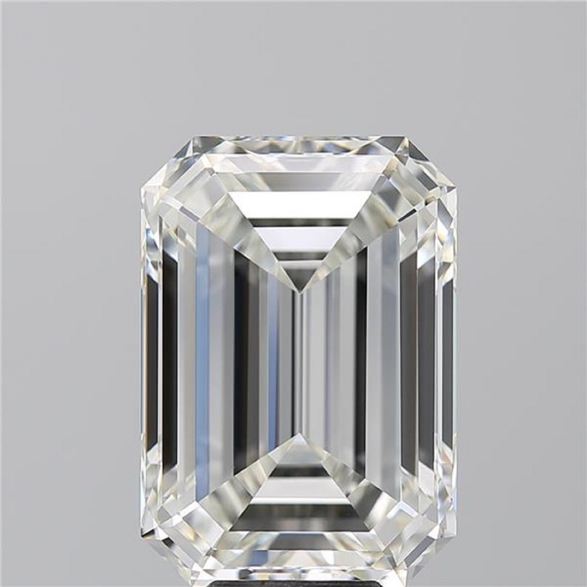 This exquisite ring showcases a GIA Certified 5.01 carat emerald cut diamond, beautifully set in a refined platinum mounting.

Graded I color, the diamond offers a near colorless appearance with impressive brightness and sparkle. With almost