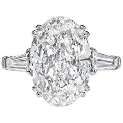 GIA Certified 5 Carat Excellen Cut Ring Internally Flawless H Color Oval Diamond